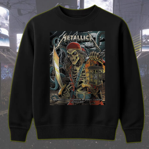 metallica m72 tour sweatshirt june 8 tampa concert pirate skeleton art 2025 tour drop