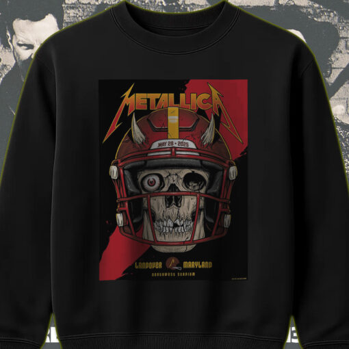 metallica m72 tour sweatshirt may 28 2025 landover md skull football helmet design northwest stadium official merch 1