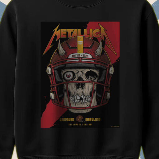 metallica m72 tour sweatshirt may 28 2025 landover md skull football helmet design northwest stadium official merch 2