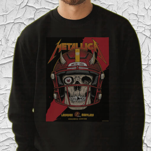 metallica m72 tour sweatshirt may 28 2025 landover md skull football helmet design northwest stadium official merch 4