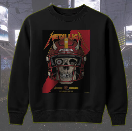 metallica m72 tour sweatshirt may 28 2025 landover md skull football helmet design northwest stadium official merch