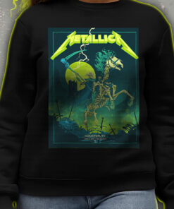 metallica m72 tour sweatshirt skeleton horse rider neon art houston show 2025 death reaper concert print 3