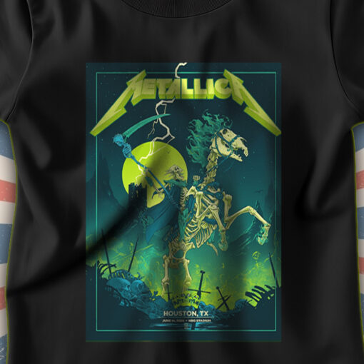 metallica m72 tour t shirt grim reaper horseman design skeleton rider official band merch houston tx june 14 2025 1