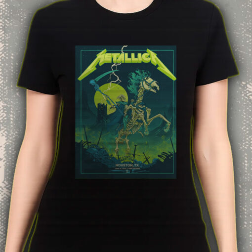metallica m72 tour t shirt grim reaper horseman design skeleton rider official band merch houston tx june 14 2025 2