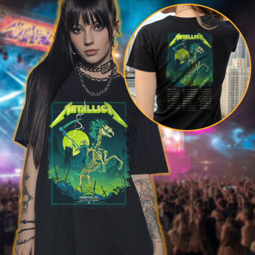 metallica m72 tour t shirt grim reaper horseman design skeleton rider official band merch houston tx june 14 2025 3