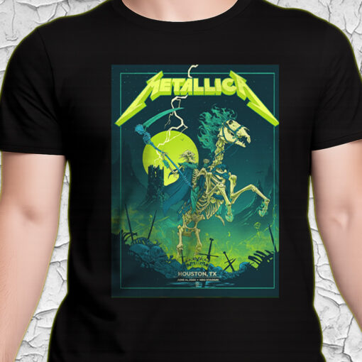 metallica m72 tour t shirt grim reaper horseman design skeleton rider official band merch houston tx june 14 2025 3