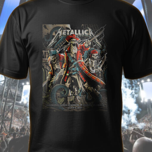 metallica m72 tour t shirt june 6 2025 tampa florida pirate skeleton crew artwork raymond james stadium concert tee 1