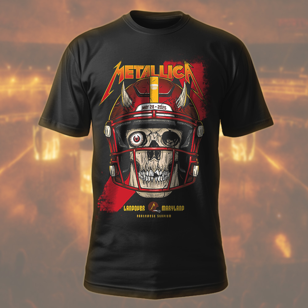 metallica m72 tour t shirt may 28 2025 landover md skull football helmet design northwest stadium show