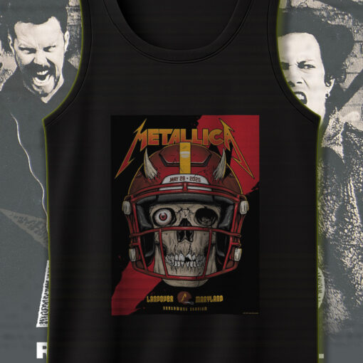 metallica m72 tour tank top may 28 2025 landover md skull football helmet graphic northwest stadium merch 1