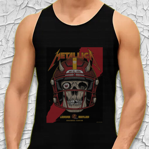 metallica m72 tour tank top may 28 2025 landover md skull football helmet graphic northwest stadium merch 2
