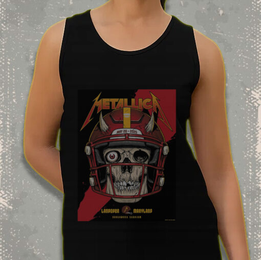metallica m72 tour tank top may 28 2025 landover md skull football helmet graphic northwest stadium merch 3