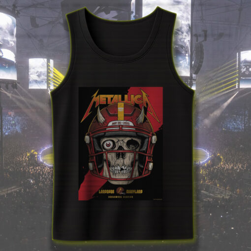 metallica m72 tour tank top may 28 2025 landover md skull football helmet graphic northwest stadium merch