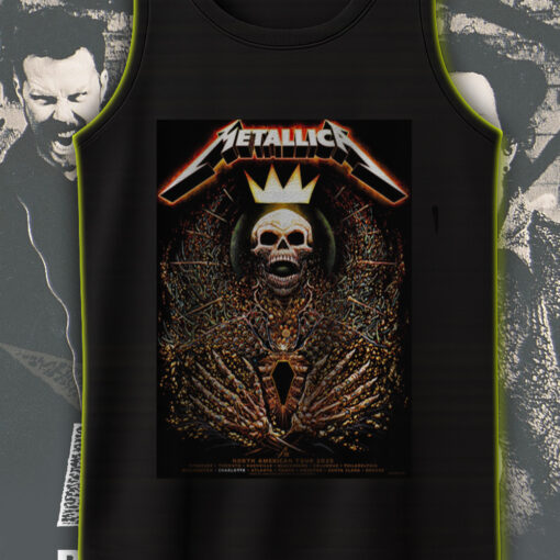 metallica m72 tour tank top north america 2025 skeleton throne crown artwork limited concert merch 1