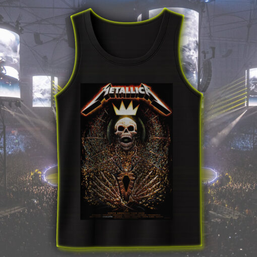 metallica m72 tour tank top north america 2025 skeleton throne crown artwork limited concert merch
