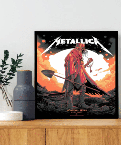 metallica m72 world tour poster houston texas june 14 2025 grim reaper cowboy design wall art canvas print 1