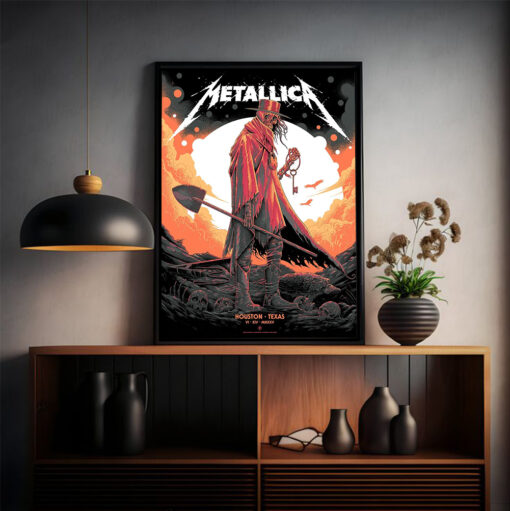 metallica m72 world tour poster houston texas june 14 2025 grim reaper cowboy design wall art canvas print 2