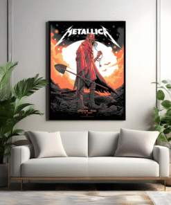 metallica m72 world tour poster houston texas june 14 2025 grim reaper cowboy design wall art canvas print
