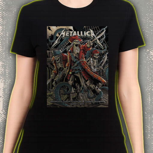 metallica m72 world tour t shirt june 6 2025 tampa florida raymond james stadium pirate skeleton crew design 3