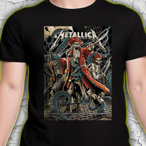 metallica m72 world tour t shirt june 6 2025 tampa florida raymond james stadium pirate skeleton crew design 4