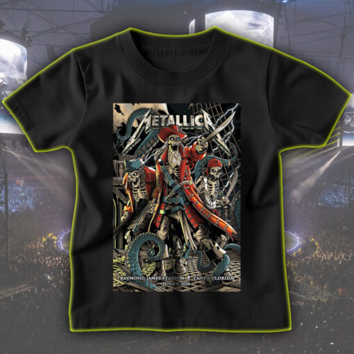 metallica m72 world tour t shirt june 6 2025 tampa florida raymond james stadium pirate skeleton crew design