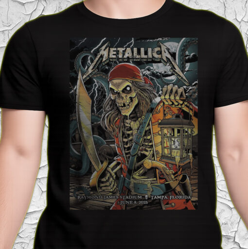 metallica m72 world tour t shirt june 8 2025 tampa fl raymond james stadium pirate skeleton concert art 2