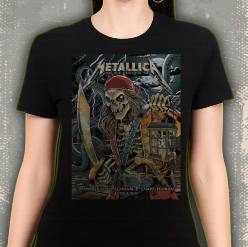 metallica m72 world tour t shirt june 8 2025 tampa fl raymond james stadium pirate skeleton concert art 3