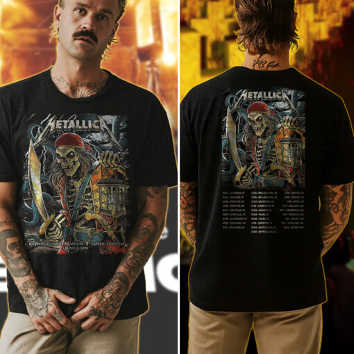 metallica m72 world tour t shirt june 8 2025 tampa fl raymond james stadium pirate skeleton concert art 4