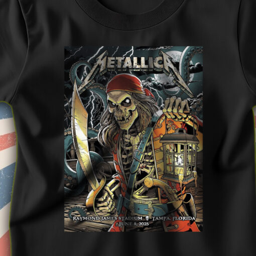 metallica m72 world tour t shirt june 8 2025 tampa fl raymond james stadium pirate skeleton concert art 4