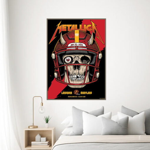 metallica may 28 2025 poster landover stadium skeleton helmet art m72 tour canvas print 1