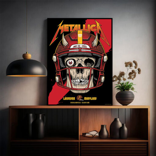 metallica may 28 2025 poster landover stadium skeleton helmet art m72 tour canvas print 2