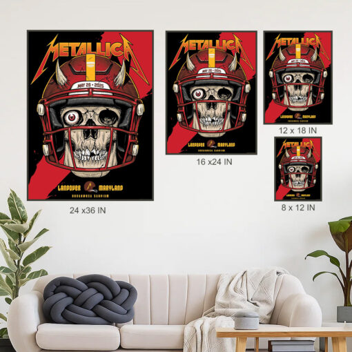 metallica may 28 2025 poster landover stadium skeleton helmet art m72 tour canvas print