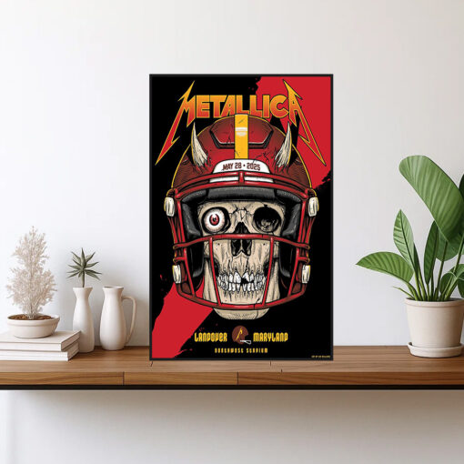 metallica may 28 2025 poster landover stadium skeleton helmet art m72 tour canvas print1