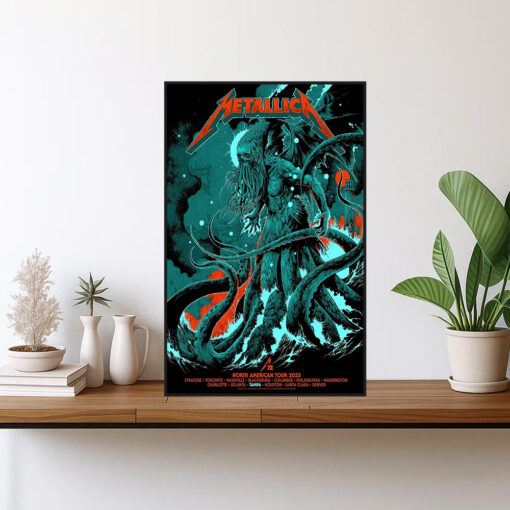 metallica north american tour 2025 poster cthulhu monster m72 artwork official canvas print 1