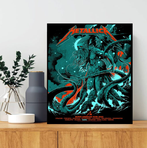 metallica north american tour 2025 poster cthulhu monster m72 artwork official canvas print 1