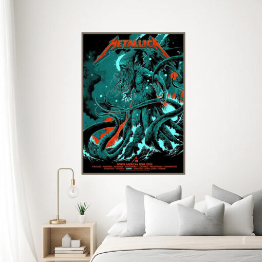 metallica north american tour 2025 poster cthulhu monster m72 artwork official canvas print 3