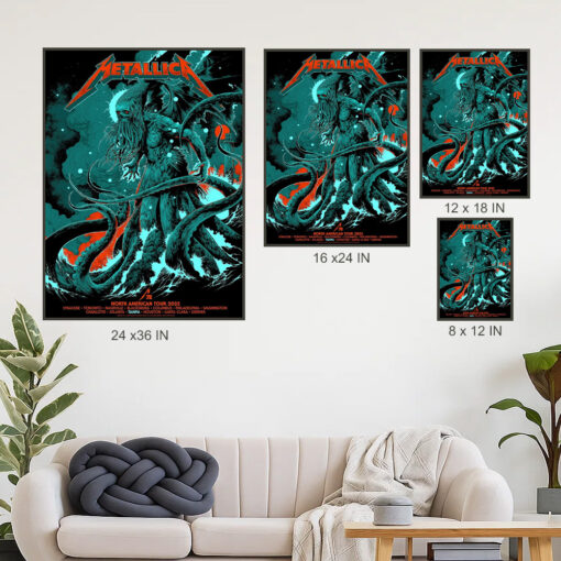 metallica north american tour 2025 poster cthulhu monster m72 artwork official canvas print