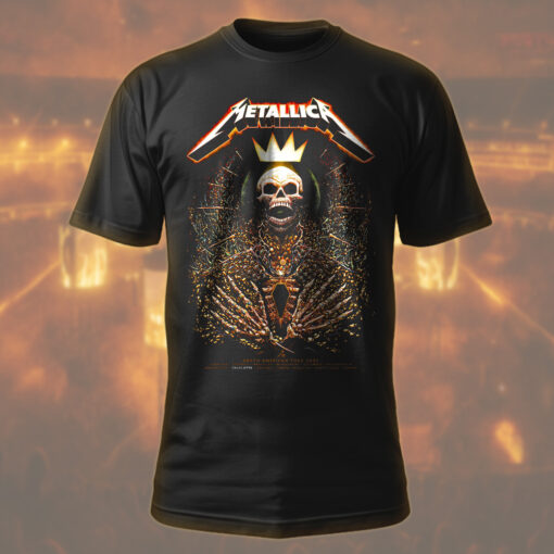 metallica north american tour 2025 shirt skeleton king crown design m72 world tour official apparel 1