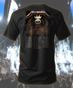 metallica north american tour 2025 shirt skeleton king crown design m72 world tour official apparel 2