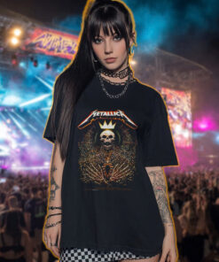 metallica north american tour 2025 shirt skeleton king crown design m72 world tour official apparel 2