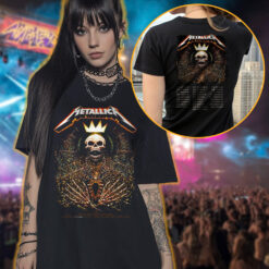 metallica north american tour 2025 shirt skeleton king crown design m72 world tour official apparel 3