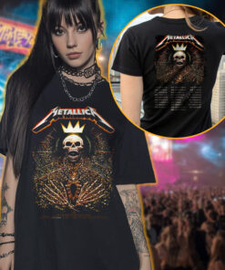 metallica north american tour 2025 shirt skeleton king crown design m72 world tour official apparel 3