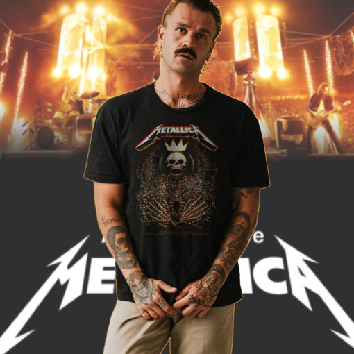 metallica north american tour 2025 shirt skeleton king crown design m72 world tour official apparel 3