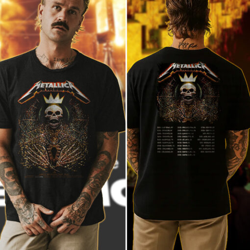 metallica north american tour 2025 shirt skeleton king crown design m72 world tour official apparel 4