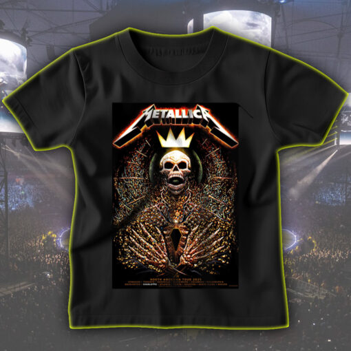 metallica north american tour 2025 t shirt skeleton king crown design m72 tour official cities edition