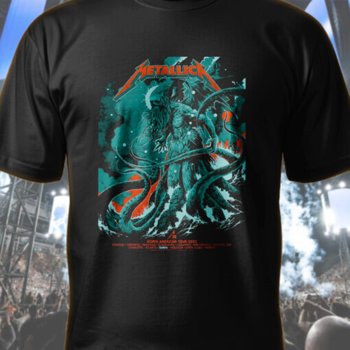 metallica north american tour shirt 2025 cthulhu sea monster art m72 collector merch tee hoodie more 1