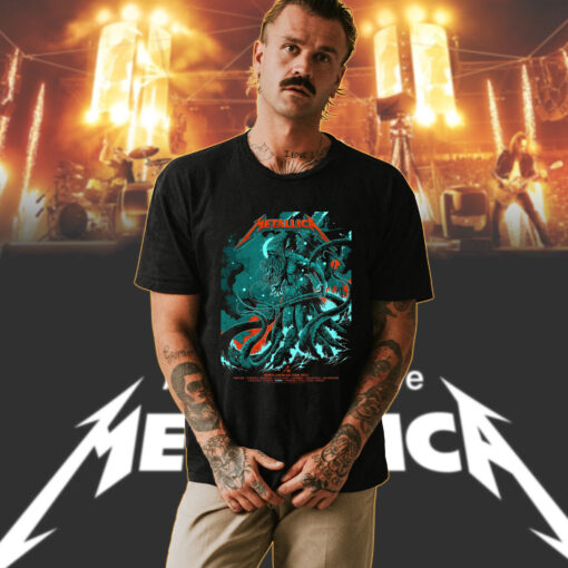 metallica north american tour shirt 2025 cthulhu sea monster art m72 collector merch tee hoodie more 3