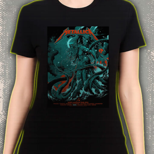 metallica north american tour t shirt 2025 cthulhu sea monster design m72 tour cities collector shirt 3