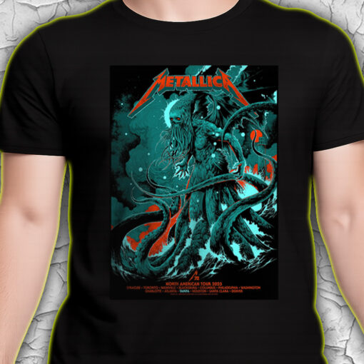 metallica north american tour t shirt 2025 cthulhu sea monster design m72 tour cities collector shirt 4
