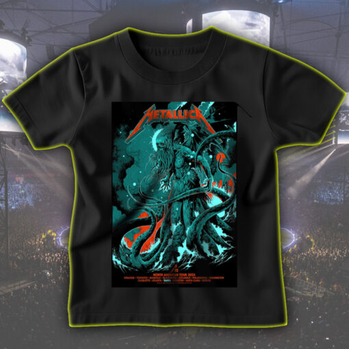 metallica north american tour t shirt 2025 cthulhu sea monster design m72 tour cities collector shirt