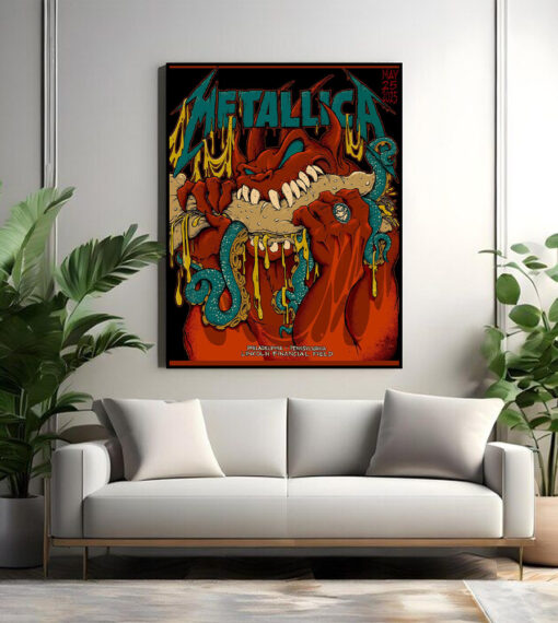 metallica philadelphia poster may 25 2025 m72 tour burger demon canvas wall art